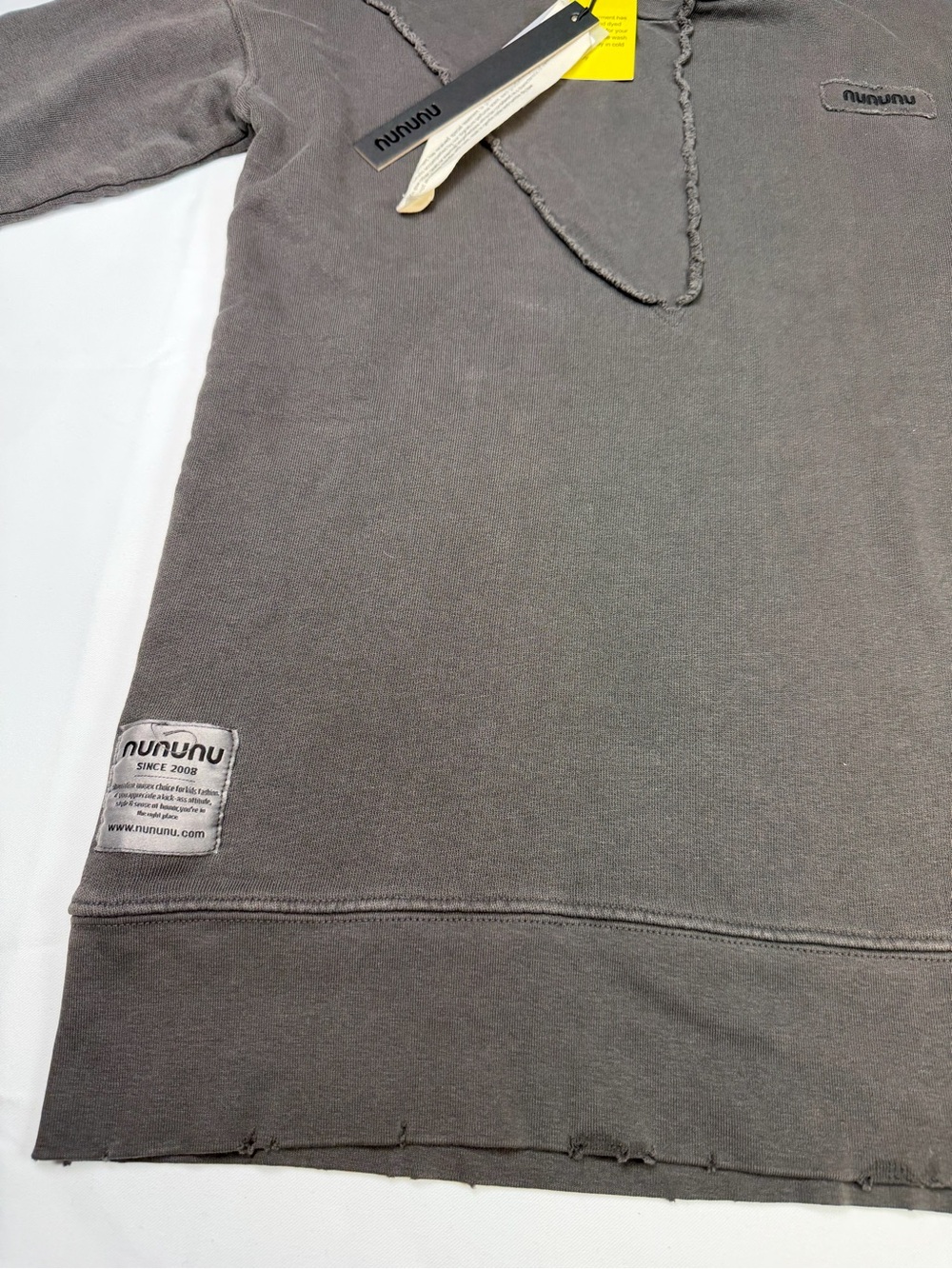 nununu Stone Washed Charcoal Distressed Crewneck Sweatshirt Tee  - 12-14 / NWT - Picture 5 of 16